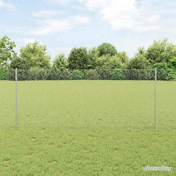 Cl�ture hexagonale avec poteau 50 x 1 m Acier galvanis� Argent�