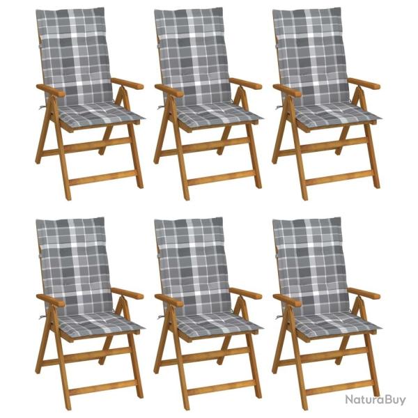 Chaises pliables de jardin lot de 6 avec coussins Bois d'acacia