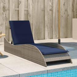 Chaise longue avec coussin Gris 60x205x73 cm R&eacute;sine tress&eacute;e