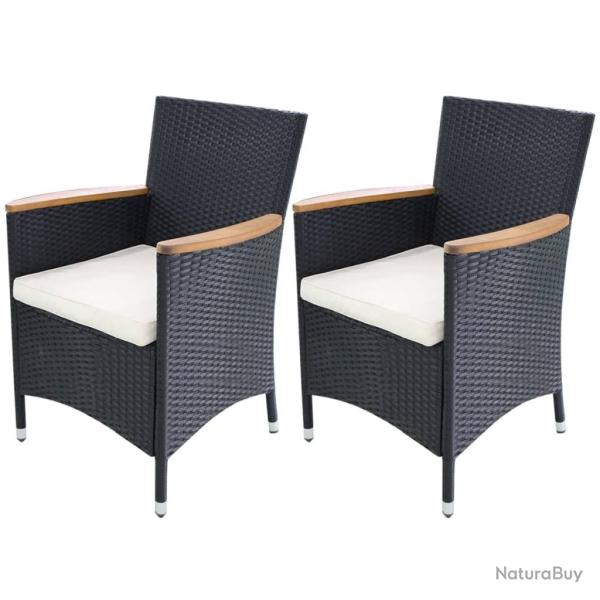 Chaises de jardin lot de 2 avec coussins R�sine tress�e Noir