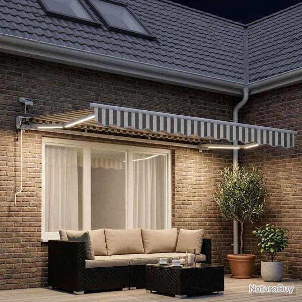 Auvent r�tractable �lectrique Gris clair et blanc 3 x 2,5 m