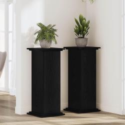 Support de Plante Ch&ecirc;ne noir 33 x 33 x 80 cm Bois d'ing&eacute;nierie