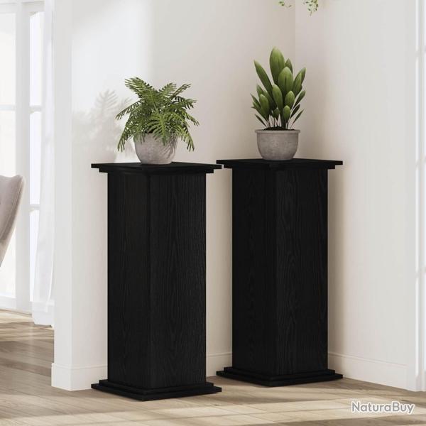 Support de Plante Ch�ne noir 33 x 33 x 80 cm Bois d'ing�nierie