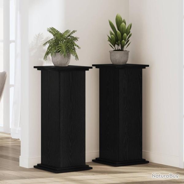 Support de Plante Ch�ne noir 33 x 33 x 100 cm Bois d'ing�nierie