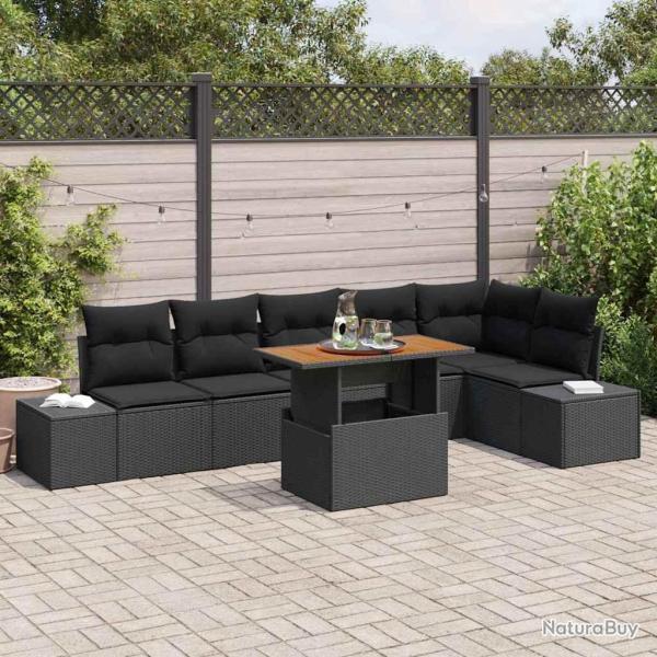 Ensemble de canap� de jardin 7 pc Noir et Marron
