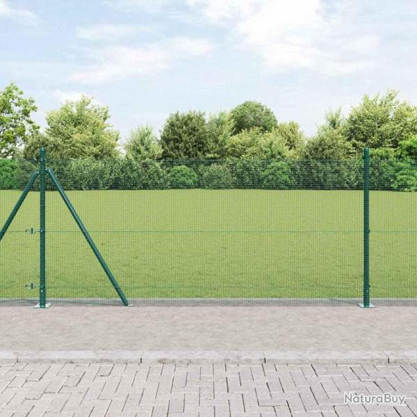 Cl�ture en fil soud� avec base en b�ton 100 x 1 m Vert Maille
