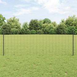 Cl&ocirc;ture Euro avec poteau 25 x 0,8 m Acier recouvert de PVC Gris