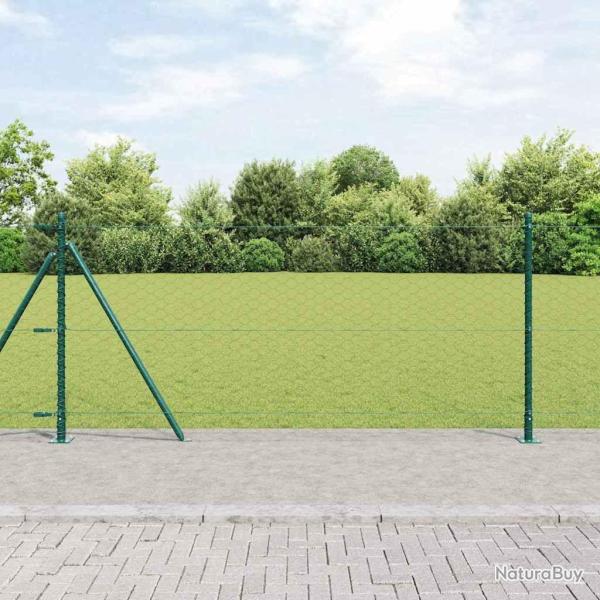 Cl�ture hexagonale avec base en b�ton 25 x 1 m Vert for�t