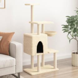 Arbre &agrave; chat avec griffoirs en sisal Cr&egrave;me 131 cm