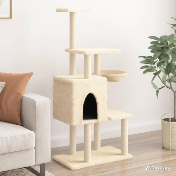 Arbre � chat avec griffoirs en sisal Cr�me 131 cm