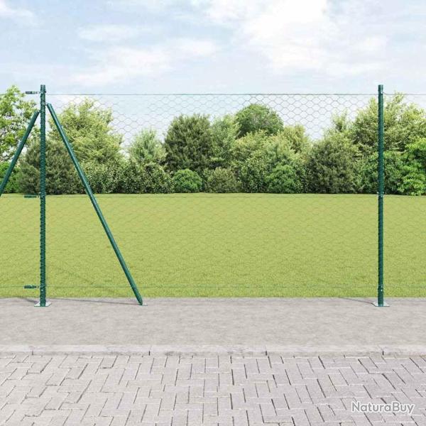 Cl�ture hexagonale avec base en b�ton 25 x 1,5 m Vert Maille