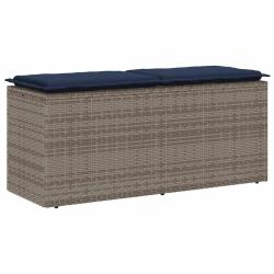 Banc de jardin avec coussin gris 110x40x44 cm r&eacute;sine tress&eacute;e