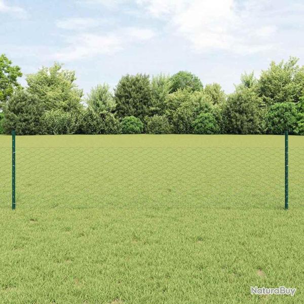 Cl�ture hexagonale avec poteau 25 x 0,5 m Vert Maille