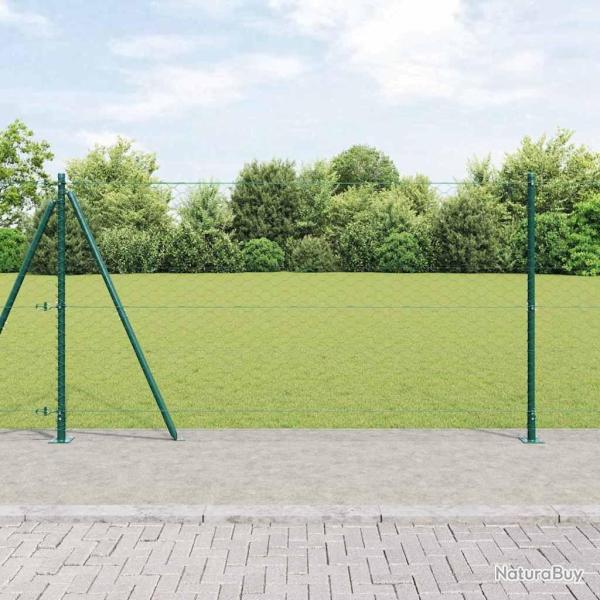 Cl�ture hexagonale avec base en b�ton 25 x 1,2 m Vert Maille