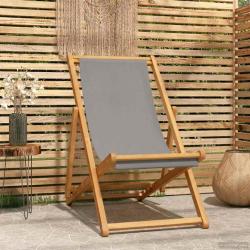 Chaise de plage Gris clair Bois de teck massif