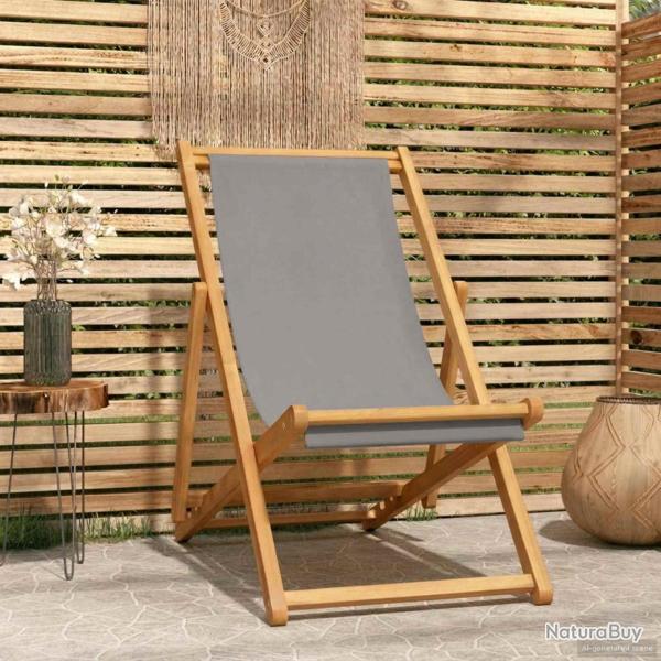 Chaise de plage Gris clair Bois de teck massif