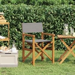 Chaise de directeur Marron et gris clair Bois de teck massif