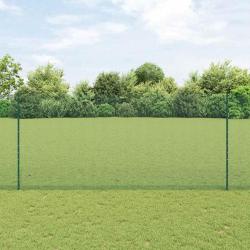 Cl&ocirc;ture en fil soud&eacute; avec poteaux 10 x 1,4 m Vert Maille
