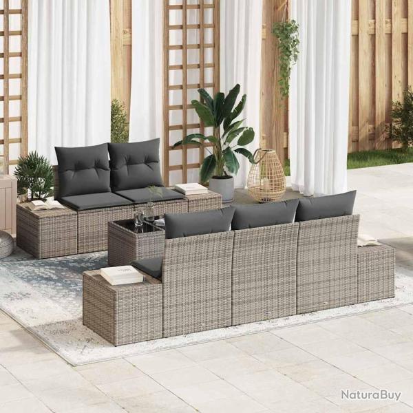 Ensemble de canap� de jardin avec coussin 6 pcs Gris polyrotin