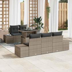 Ensemble de Canap&eacute;s avec coussin 6 pcs Gris polyrotin