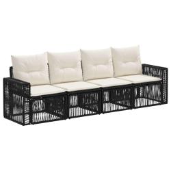 Ensemble de canap&eacute; de jardin 4 pcs Noir et blanc cr&egrave;me