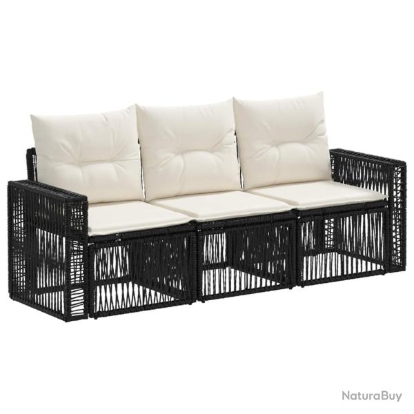 Ensemble de canap� de jardin 3 pcs Noir et blanc cr�me