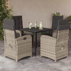 Ensemble &agrave; manger de jardin et coussins 5 pcs gris clair rotin