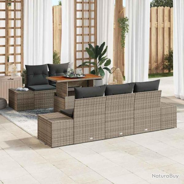 Ensemble de canap� de jardin 6 pc Gris et marron