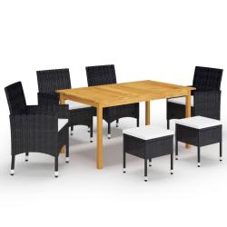Ensemble &agrave; manger de jardin 7 pcs Noir