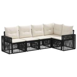 Ensemble de canap&eacute; de jardin 5 pcs Noir et blanc cr&egrave;me