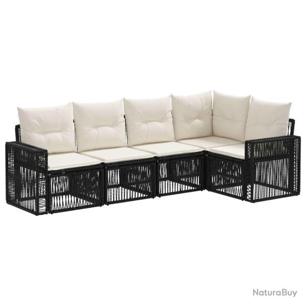 Ensemble de canap� de jardin 5 pcs Noir et blanc cr�me