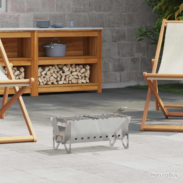 Foyer de camping 42 x 22 x 18 cm Acier inoxydable Argent�