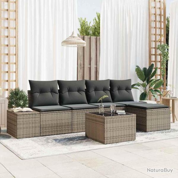 Ensemble de canap� de jardin 5 pcs Gris clair polyrotin