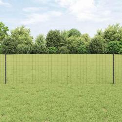Cl&ocirc;ture Euro avec poteau 50 x 0,6 m Acier recouvert de PVC Gris