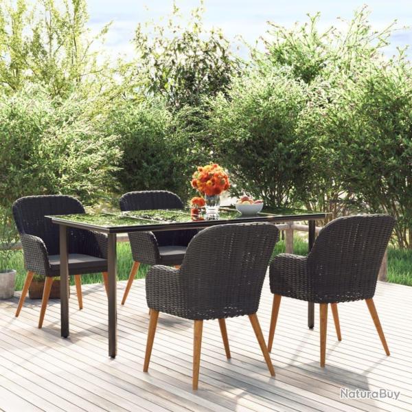 Ensemble � manger de jardin avec coussins 5 pcs Noir