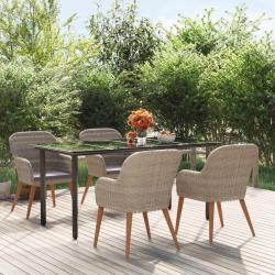 Ensemble &agrave; manger de jardin et coussins 5 pcs Marron