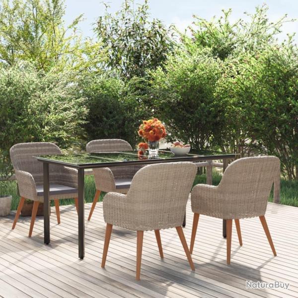 Ensemble � manger de jardin et coussins 5 pcs Marron