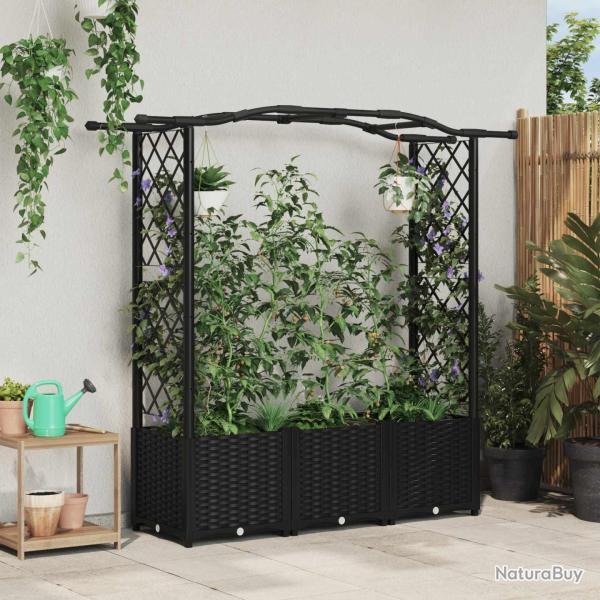 Lit �lev� avec Treillis et Toit Noir 164 x 40 x 138 cm PP