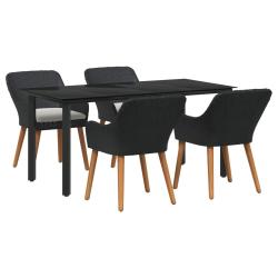 Ensemble de salle &agrave; manger pour jardin 5 pcs Noir polyrotin