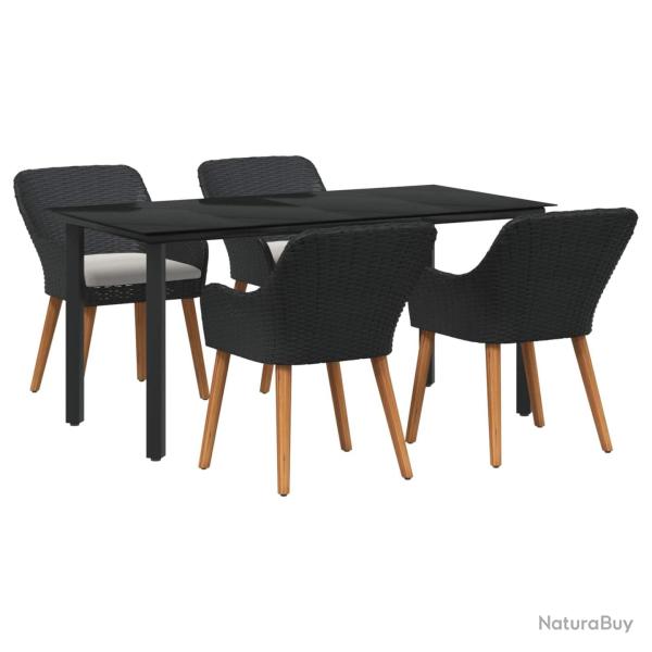 Ensemble de salle � manger pour jardin 5 pcs Noir polyrotin