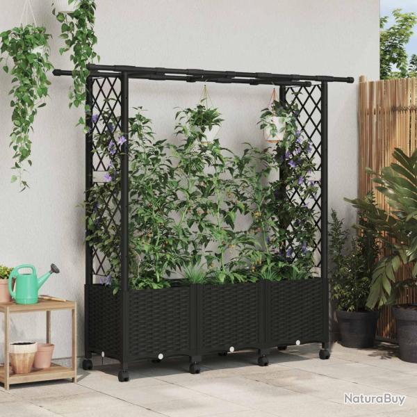 Lit �lev� avec Treillis et Toit Noir 162,5 x 40 x 142 cm PP