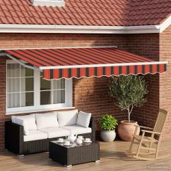 Auvent r&eacute;tractable &eacute;lectrique Orange, Noir et Blanc 2,5 x 2 m