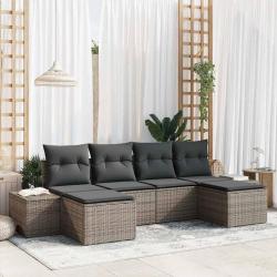 Ensemble de canap&eacute; de jardin avec coussin 4 pcs Gris polyrotin