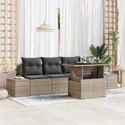 Ensemble de canap&eacute; de jardin avec coussin R&eacute;glable 5 pcs Gris