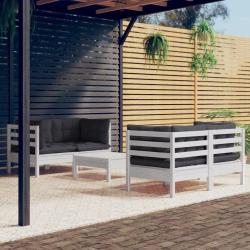 Salon de jardin 5 pcs avec coussins anthracite bois de pin