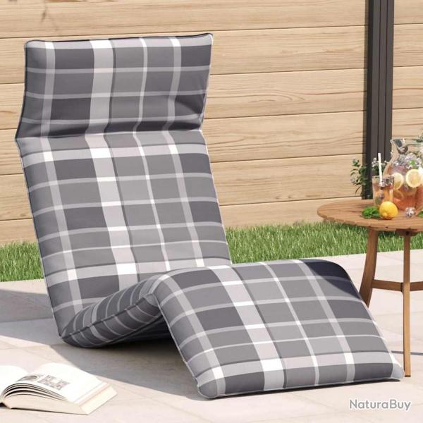 Transat pliant en tissu Oxford � carreaux gris 175 x 54 x 8,5 cm
