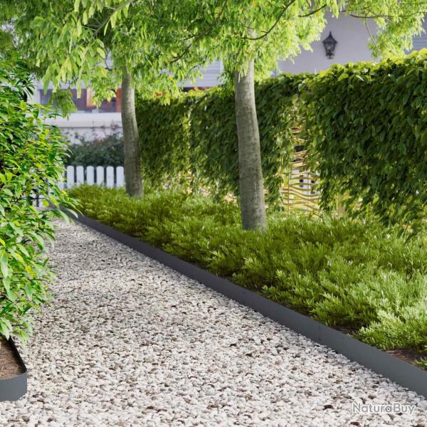 Bordure de Pelouse 50 pcs 103 x 15 cm m�tal Anthracite