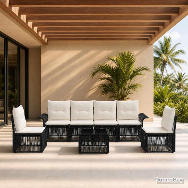 Ensemble de canap� de jardin 7 pcs Noir polyrotin