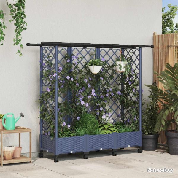 Lit �lev� avec Treillis et Toit Gris 164 x 40 x 127 cm PP