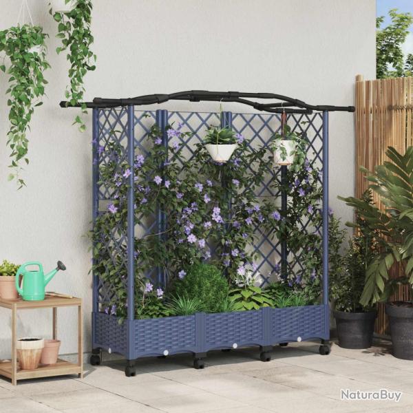 Lit �lev� avec Treillis et Toit Gris 163 x 40 x 129 cm PP